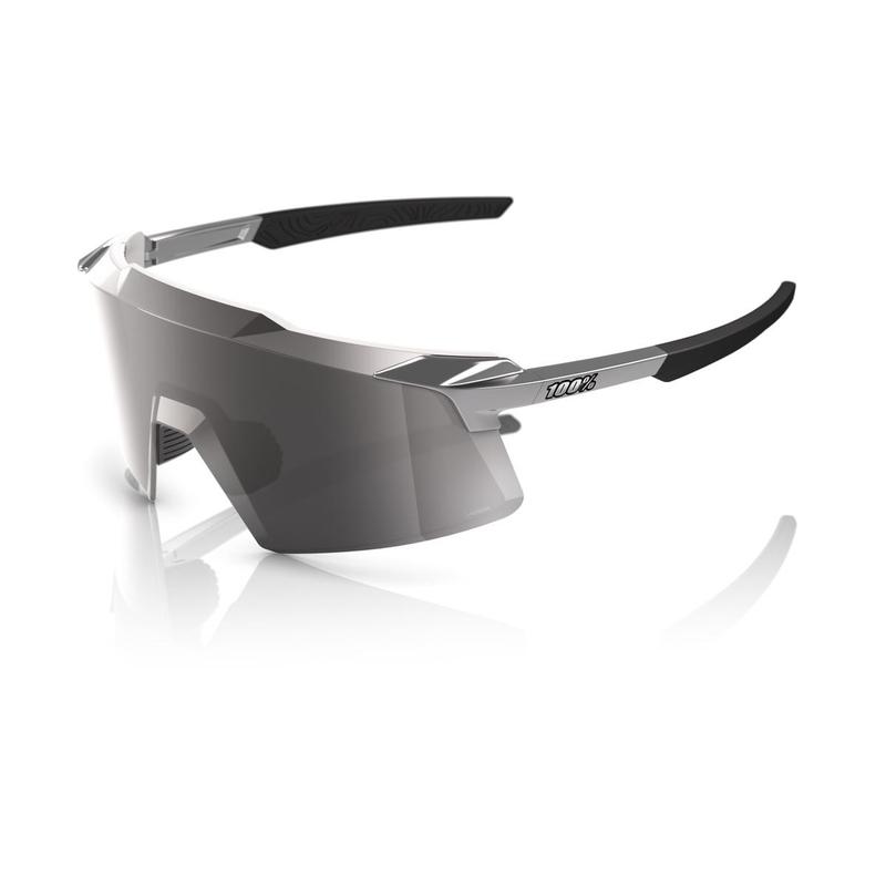 100% Aerocraft Sunglasses Gloss Black Chrome frame HiPER Silver Mirror Lens cycling eyewear