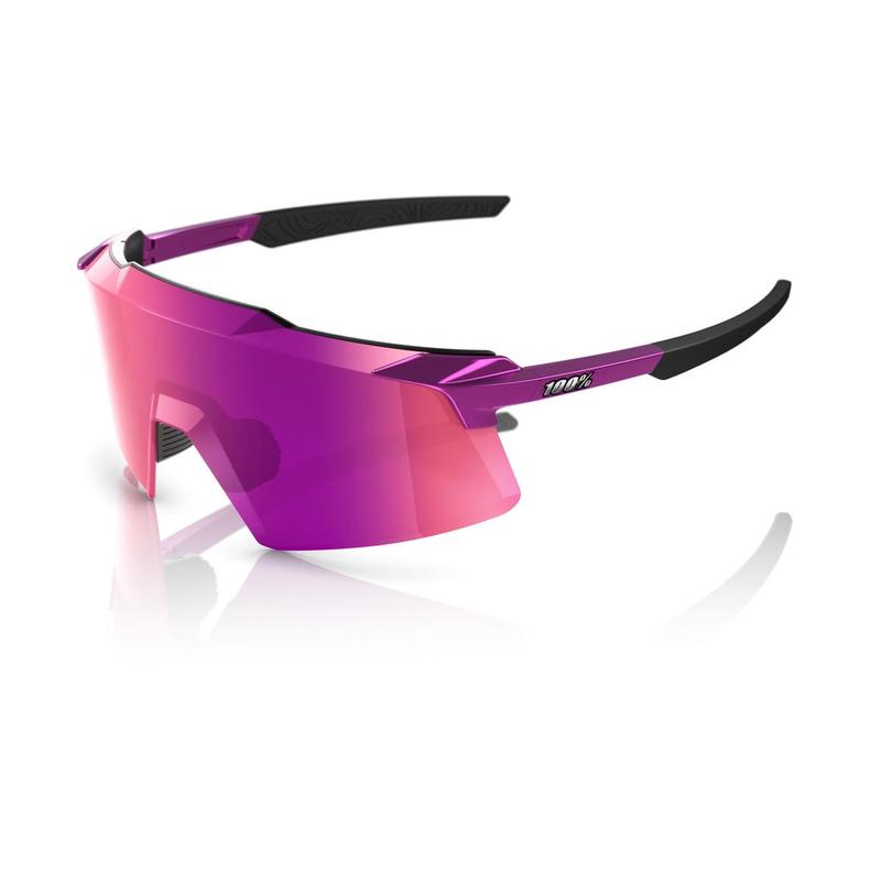 100% Aerocraft Sunglasses Gloss Purple Chrome frame Purple Multilayer Mirror Lens cycling eyewear