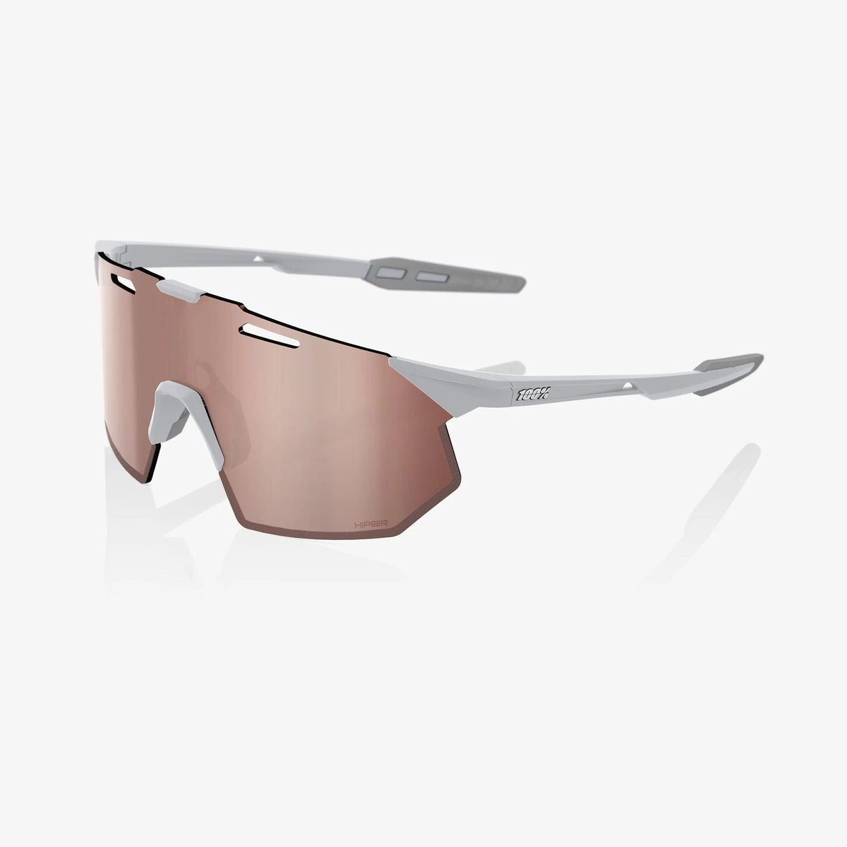 100% Hypercraft SQ Matte Stone Grey Sunglasses HiPER Crimson Silver Lens cycling eyewear