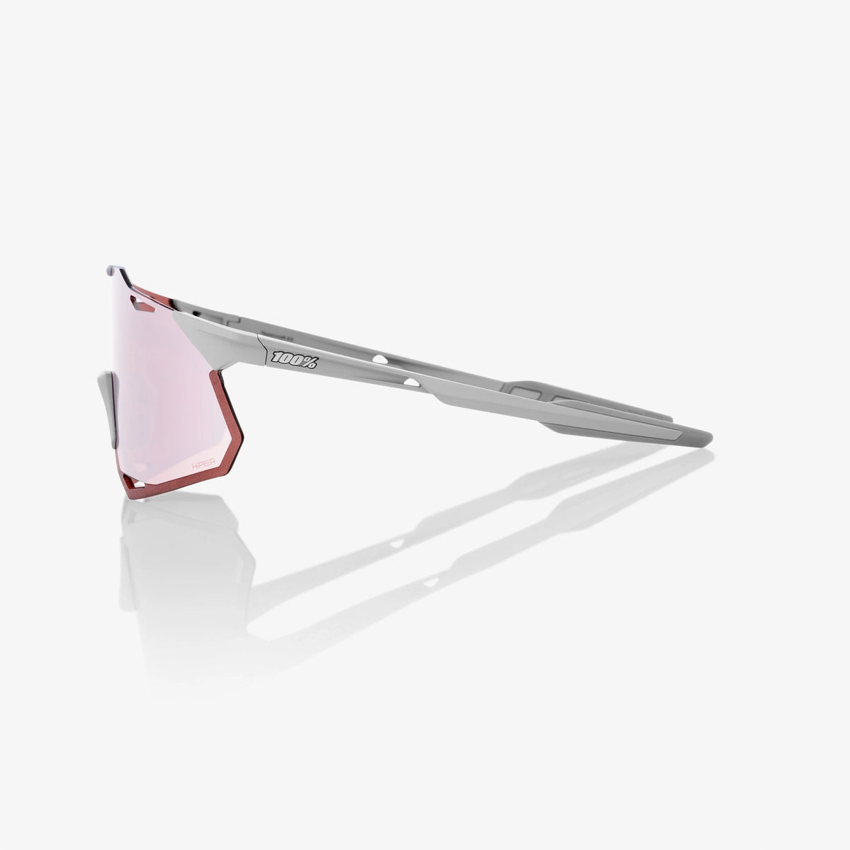 100% Hypercraft XS Matte Stone Grey Sunglasses HiPER Crimson Silver Lens cycling eyewear