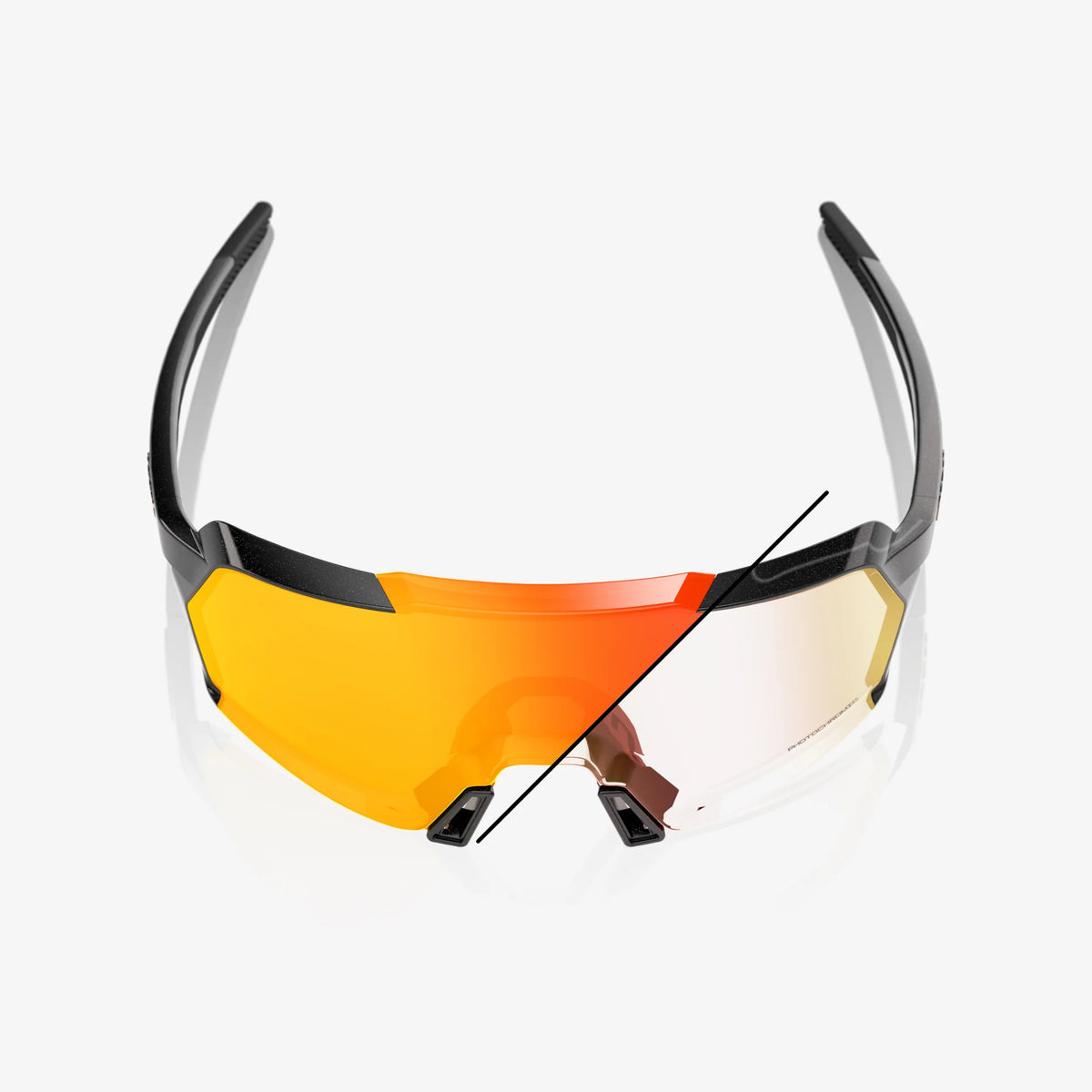 100% Korbin Sunglasses Gloss Metallic Black Orange Flash Photochromic Lens cycling eyewear
