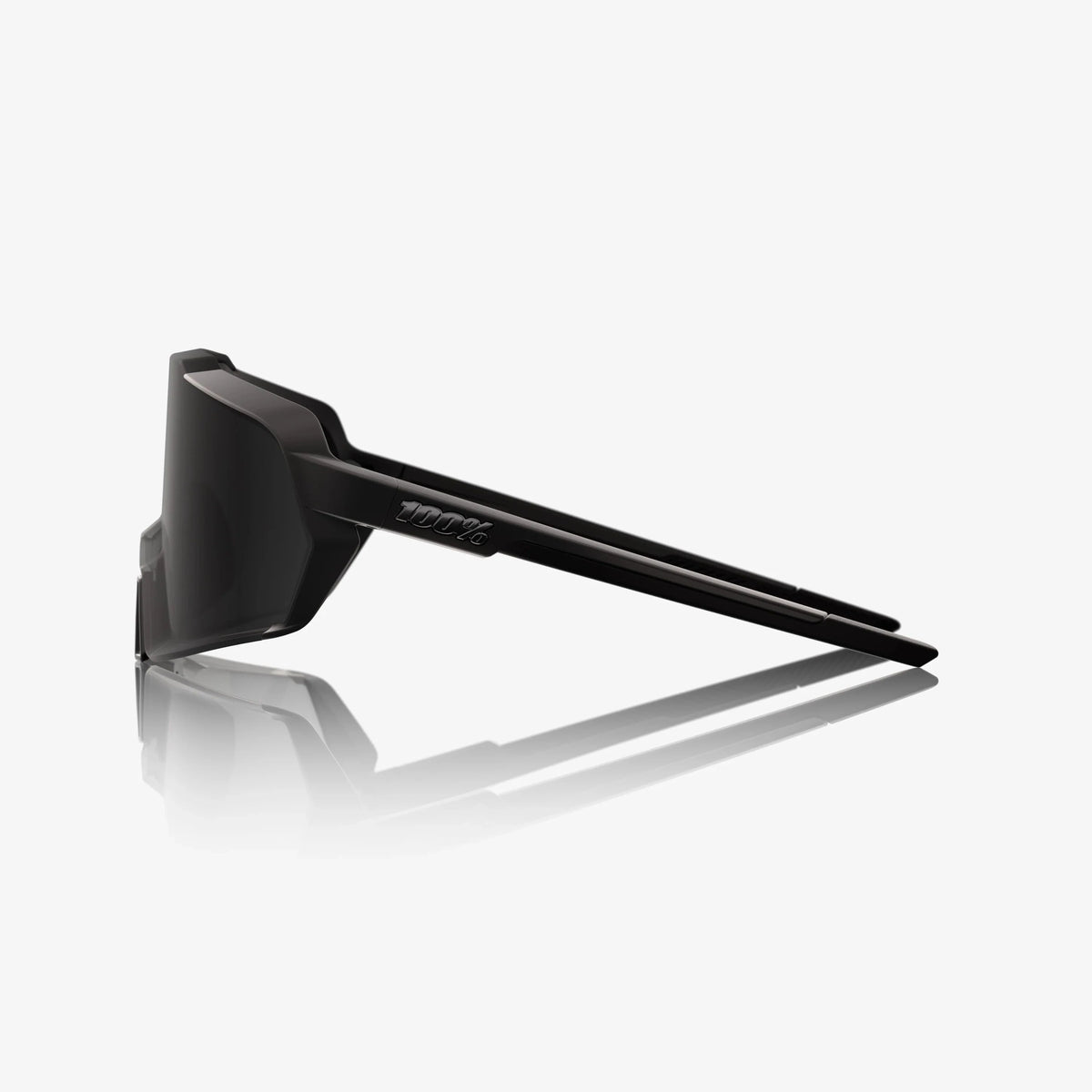 100% Korbin matte and gloss black sunglasses with black mirror lens for cycling and outdoor performance