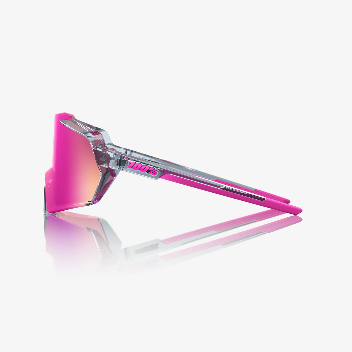 100% Korbin Sunglasses Polished Translucent Grey Purple Multilayer Mirror Lens cycling eyewear