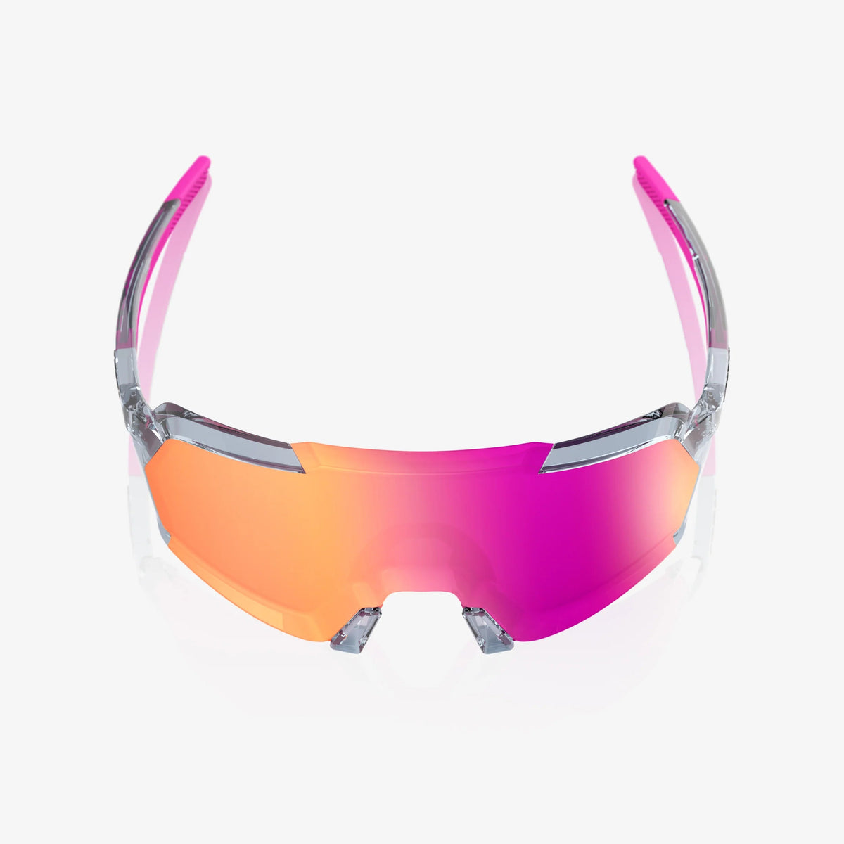 100% Korbin Sunglasses Polished Translucent Grey Purple Multilayer Mirror Lens cycling eyewear