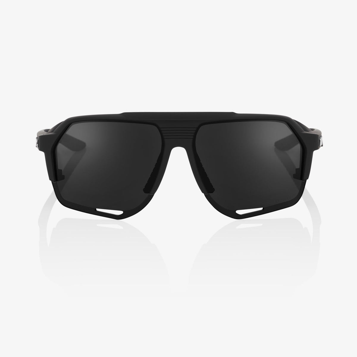 100% Norvik Matte Black Sunglasses with Grey Peakpolar Lens providing glare reduction UV protection and clear cycling vision