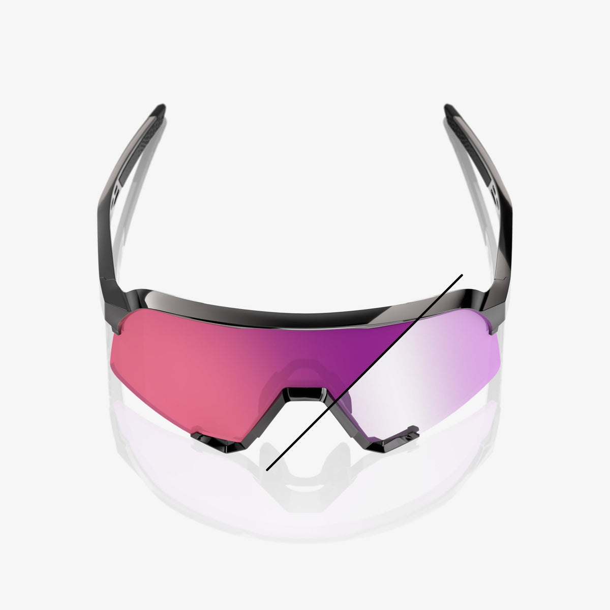 100% S3 Gloss Black cycling sunglasses with Purple Mirror Photochromic Lens – UV protective performance eyewear for cyclists