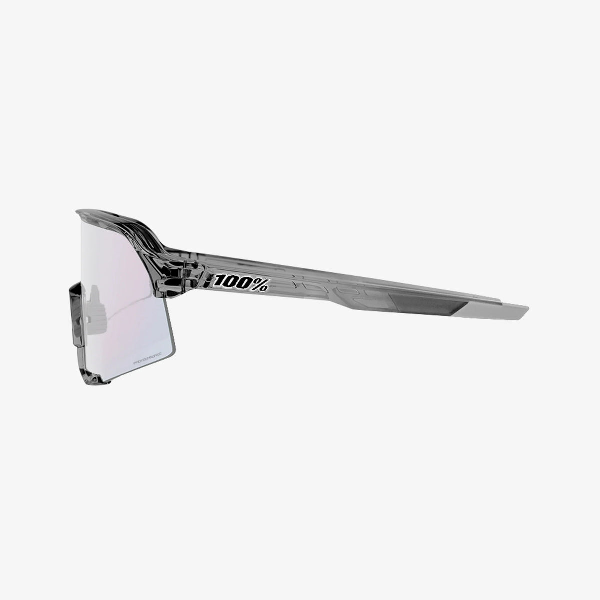 100% S3 polished translucent grey sunglasses with rose gold mirror lens for cycling and performance sports