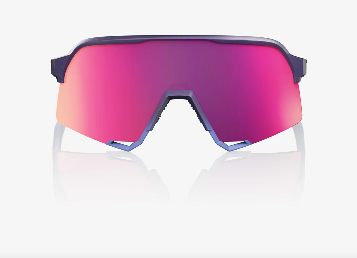 100% S3 satin storm metallic sunglasses with purple mirror lens for cycling and outdoor sports performance