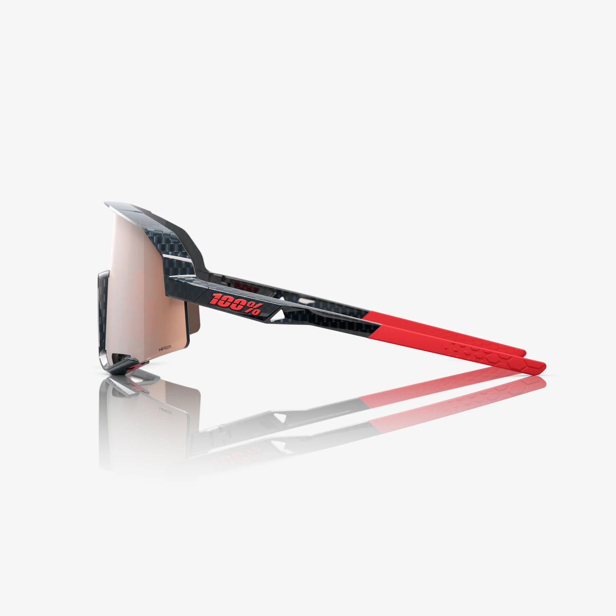 100% Slendale Gloss Carbon Fiber sunglasses with HiPER Crimson Silver Mirror lens for cycling