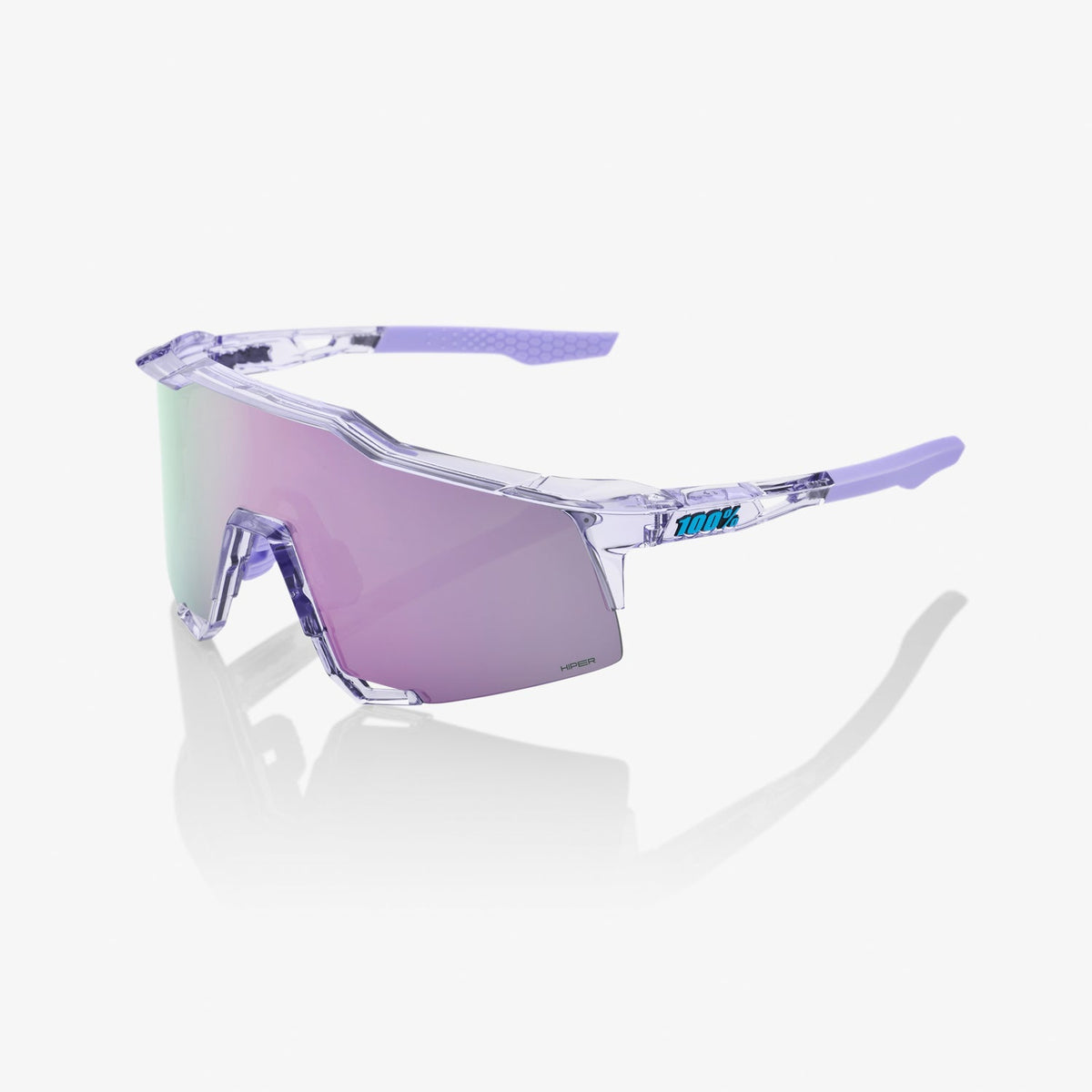 100% Speedcraft Polished Translucent Lavender Sunglasses with HiPER Lavender Mirror Lens providing UV protection and crisp optical clarity