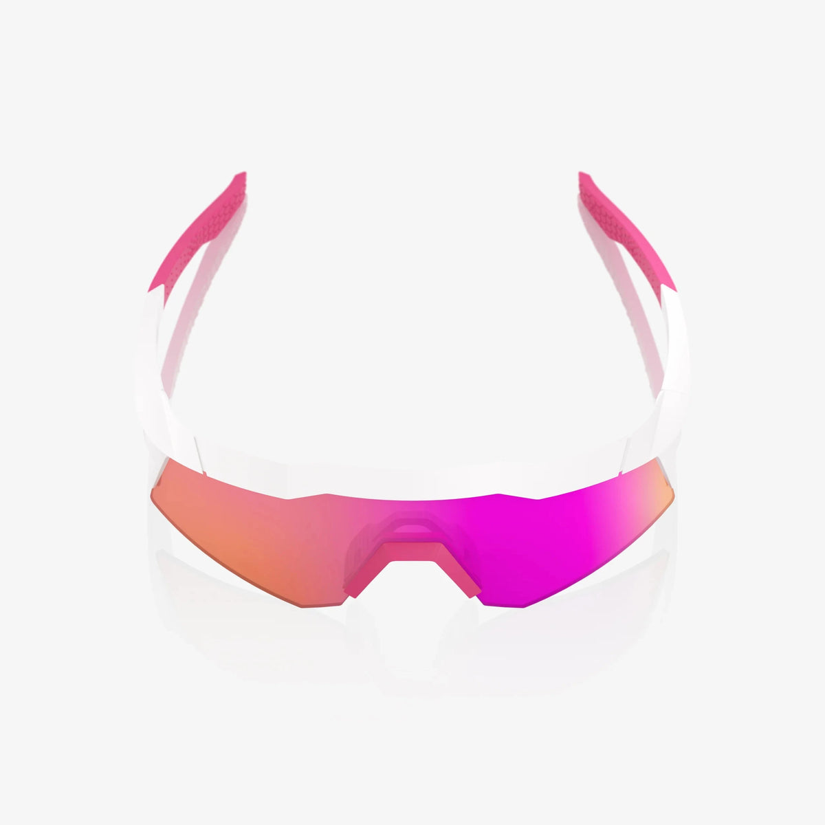 100% Speedcraft XS matte white sunglasses with HiPER Vital Pink Mirror lens for cycling and outdoor performance