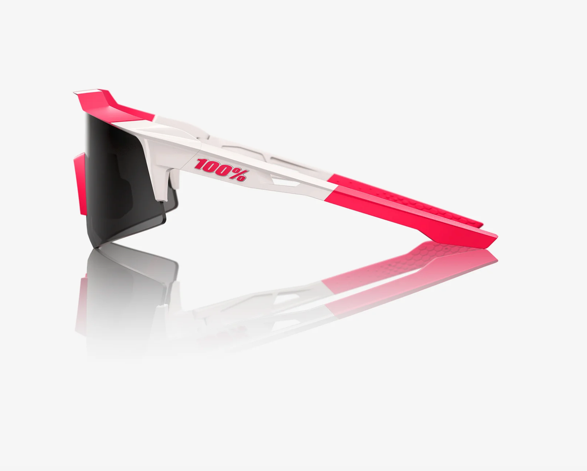 100% Speedcraft XS Puddy Pink White sunglasses with smoke lens for cycling and outdoor performance