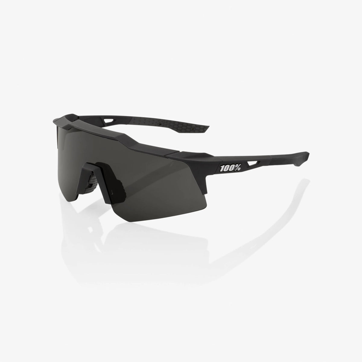 100% Speedcraft XS Soft Tact Black Sunglasses Smoke Lens lightweight cycling eyewear