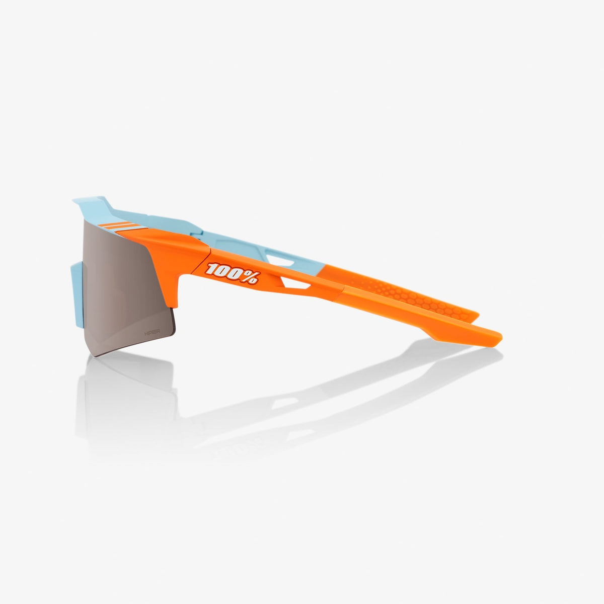 100% Speedcraft XS Soft Tact Two Tone Sunglasses with Silver Mirror Lens providing UV protection and clear vision for cycling performance