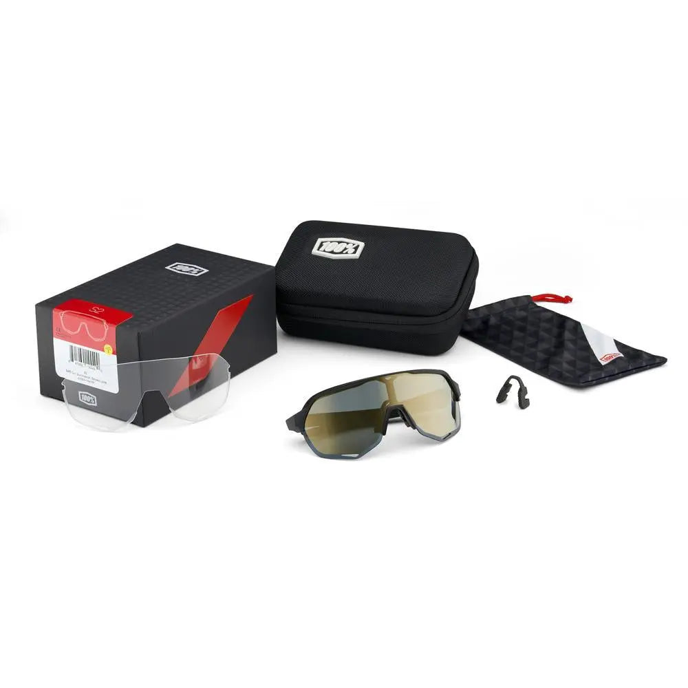 100% S2 Matte White cycling sunglasses with Blue Multilayer Mirror lens