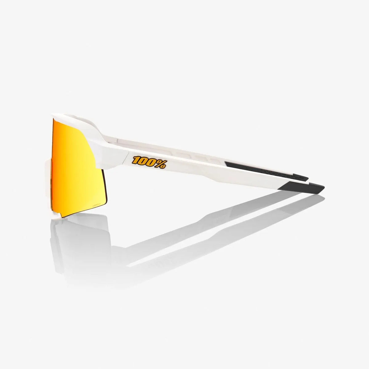 100% S3 Soft Tact White Cycling Sunglasses with HiPER Red Multilayer Mirror Lens – performance eyewear for road and mountain cycling