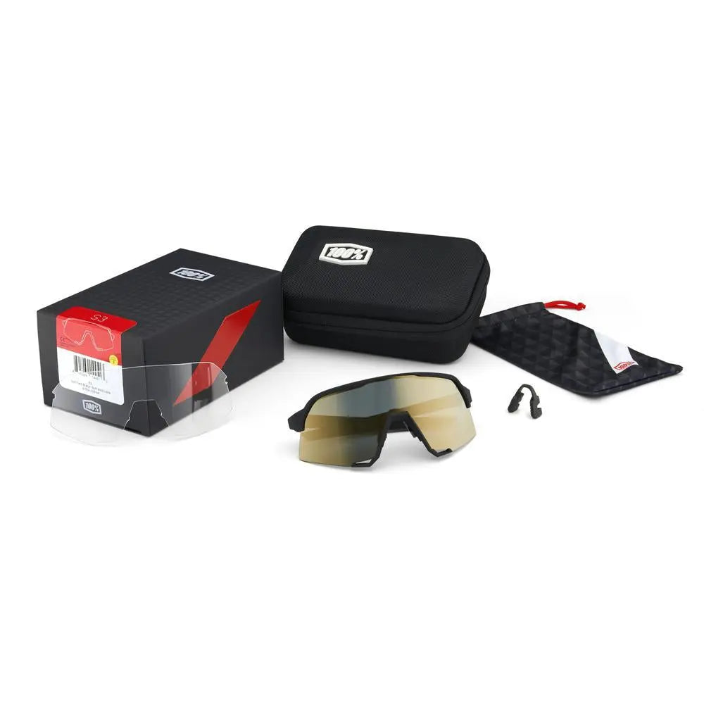 100% S3 Soft Tact White Cycling Sunglasses with HiPER Red Multilayer Mirror Lens – performance eyewear for road and mountain cycling