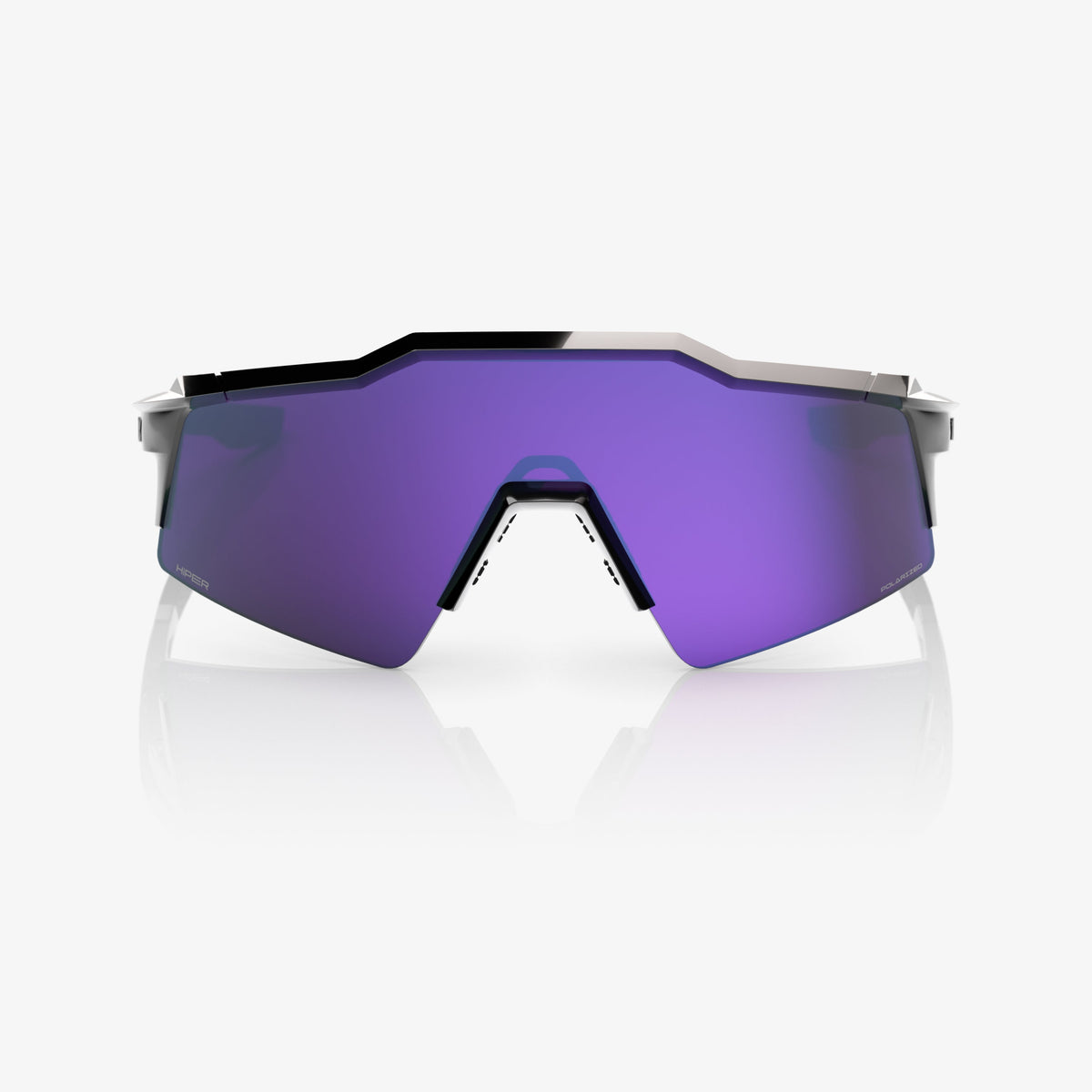 “100% Speedcraft SL polarized cycling sunglasses with HiPER lavender mirror lens – polished black frame”