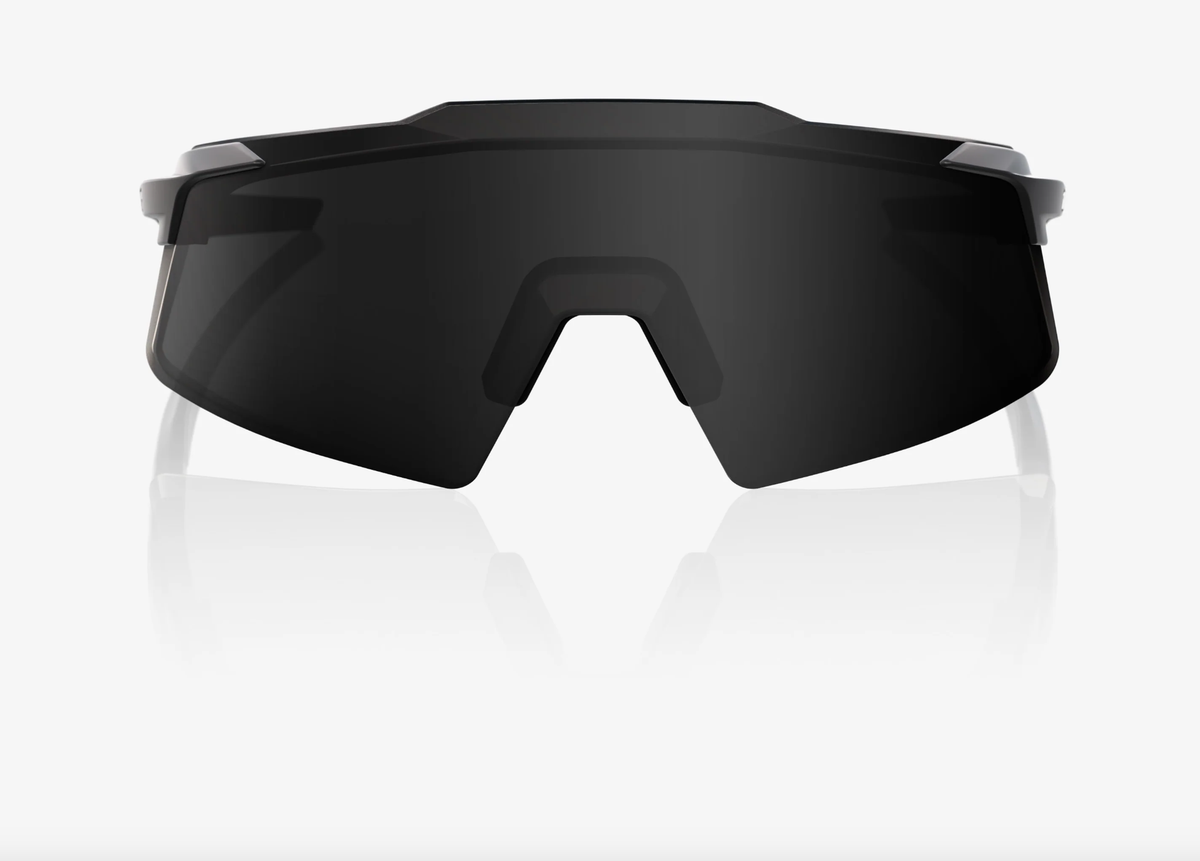 100% Aerocraft matte black sunglasses with black mirror lens for professional cycling performance