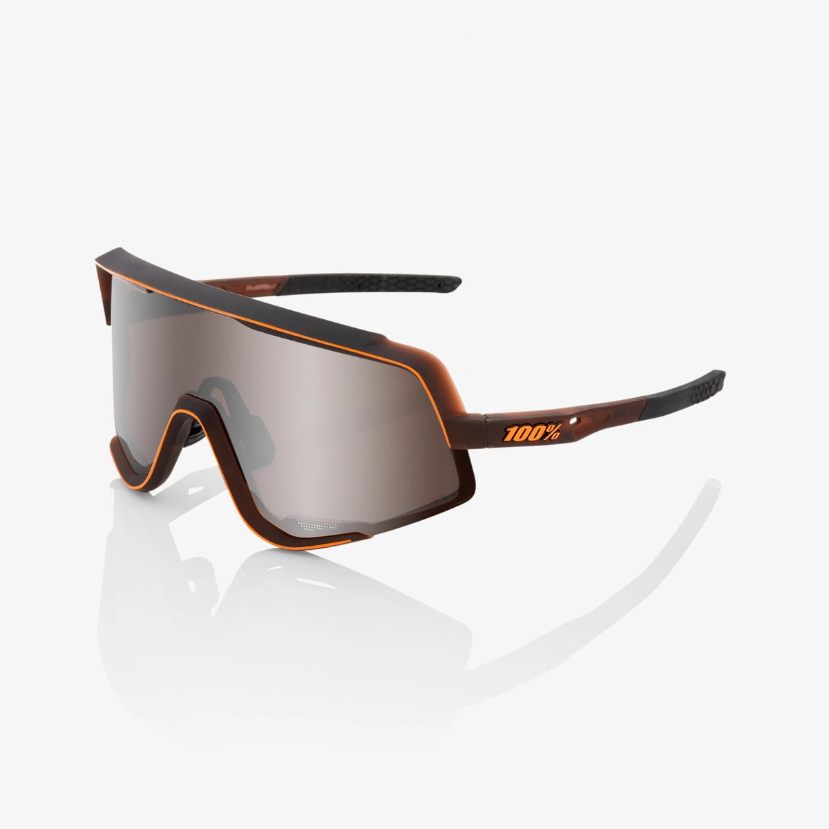 100% Glendale Matte Translucent Brown Fade Sunglasses HiPER Silver Lens cycling eyewear