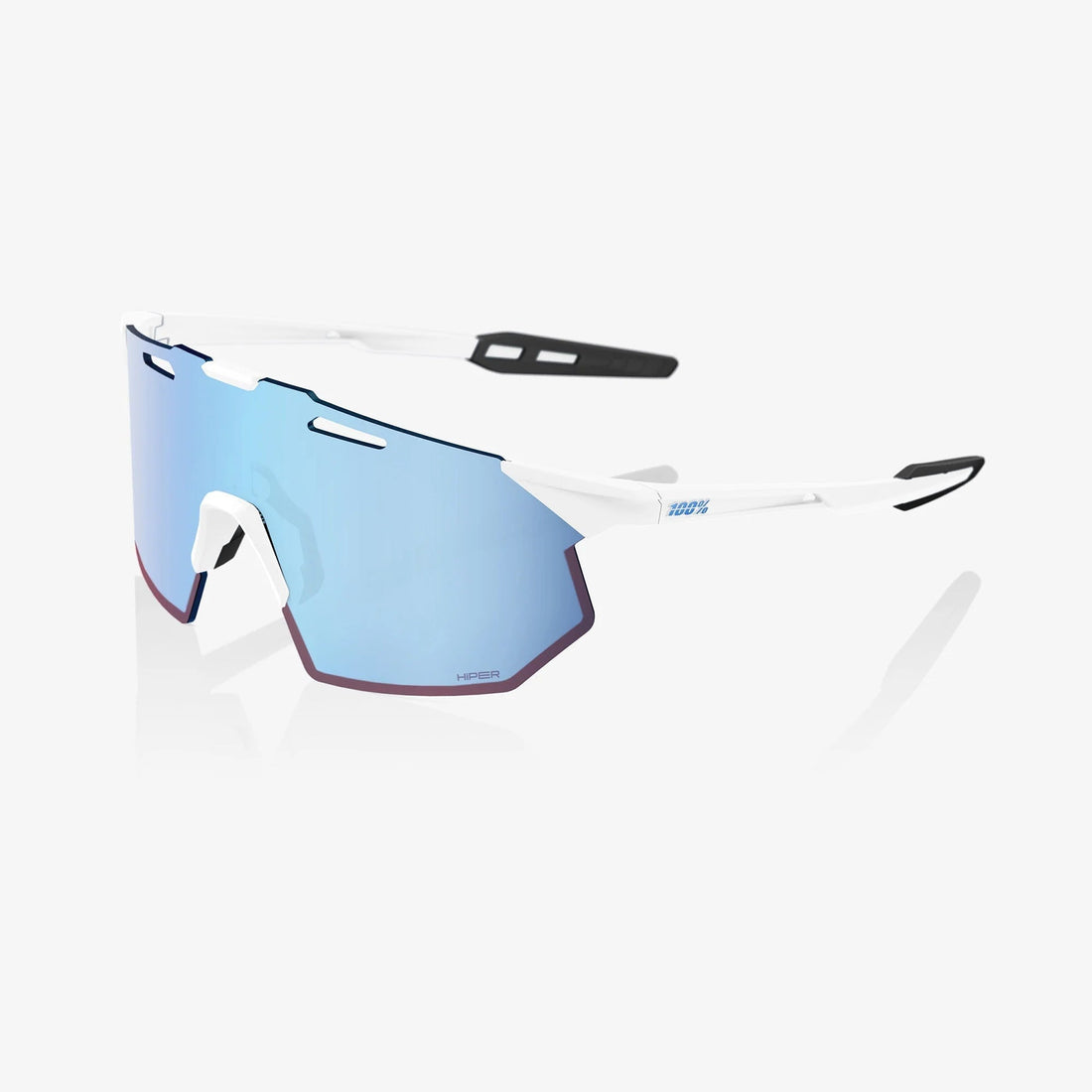 100% Hypercraft SQ Soft Tact White Sunglasses HiPER Blue Multilayer Lens cycling eyewear