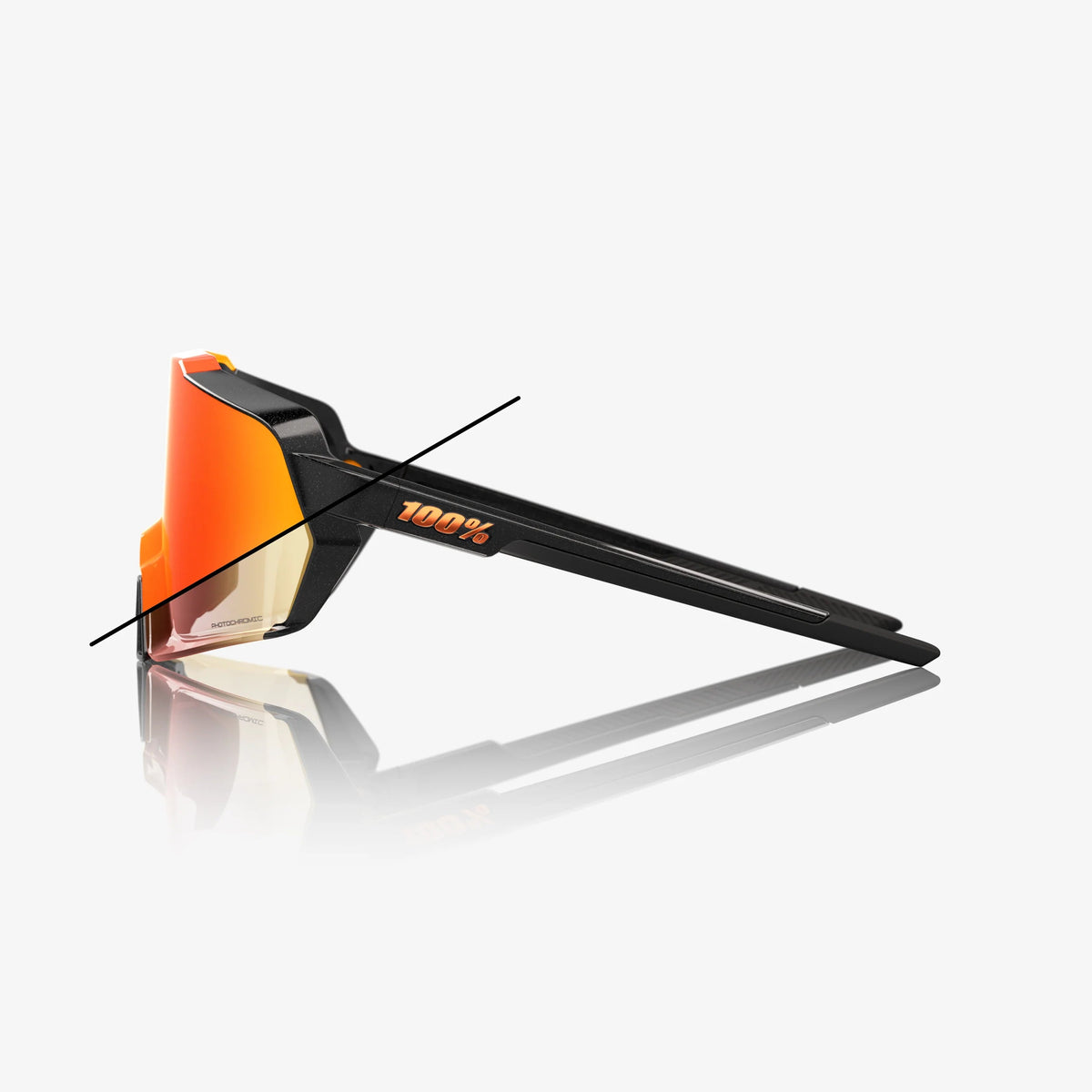 100% Korbin Sunglasses Gloss Metallic Black Orange Flash Photochromic Lens cycling eyewear