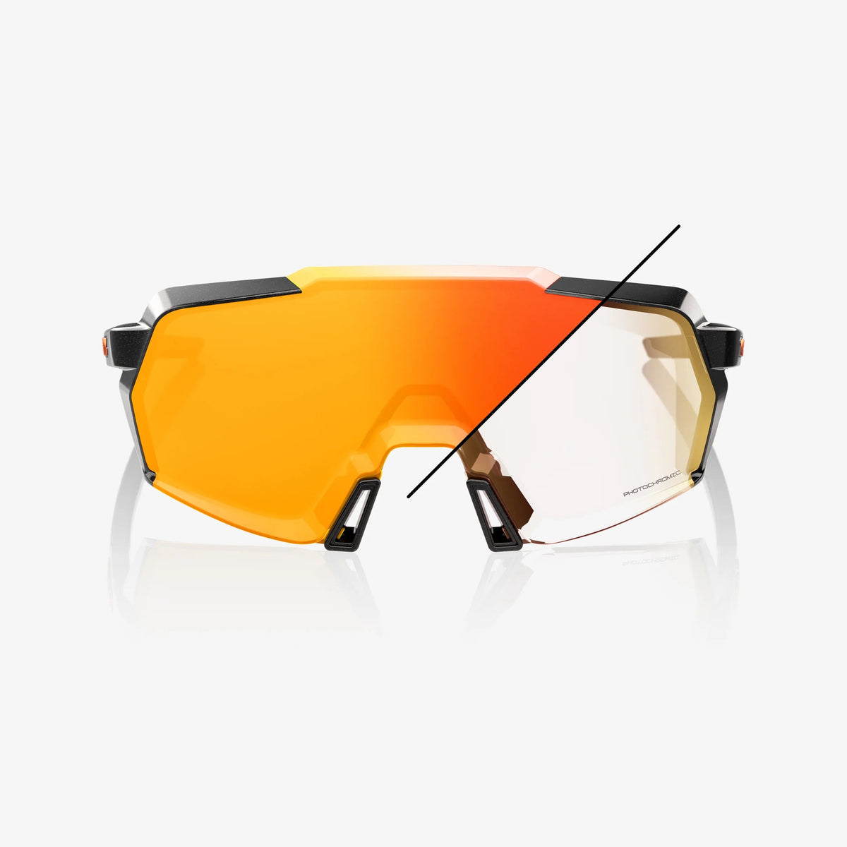 100% Korbin Sunglasses Gloss Metallic Black Orange Flash Photochromic Lens cycling eyewear