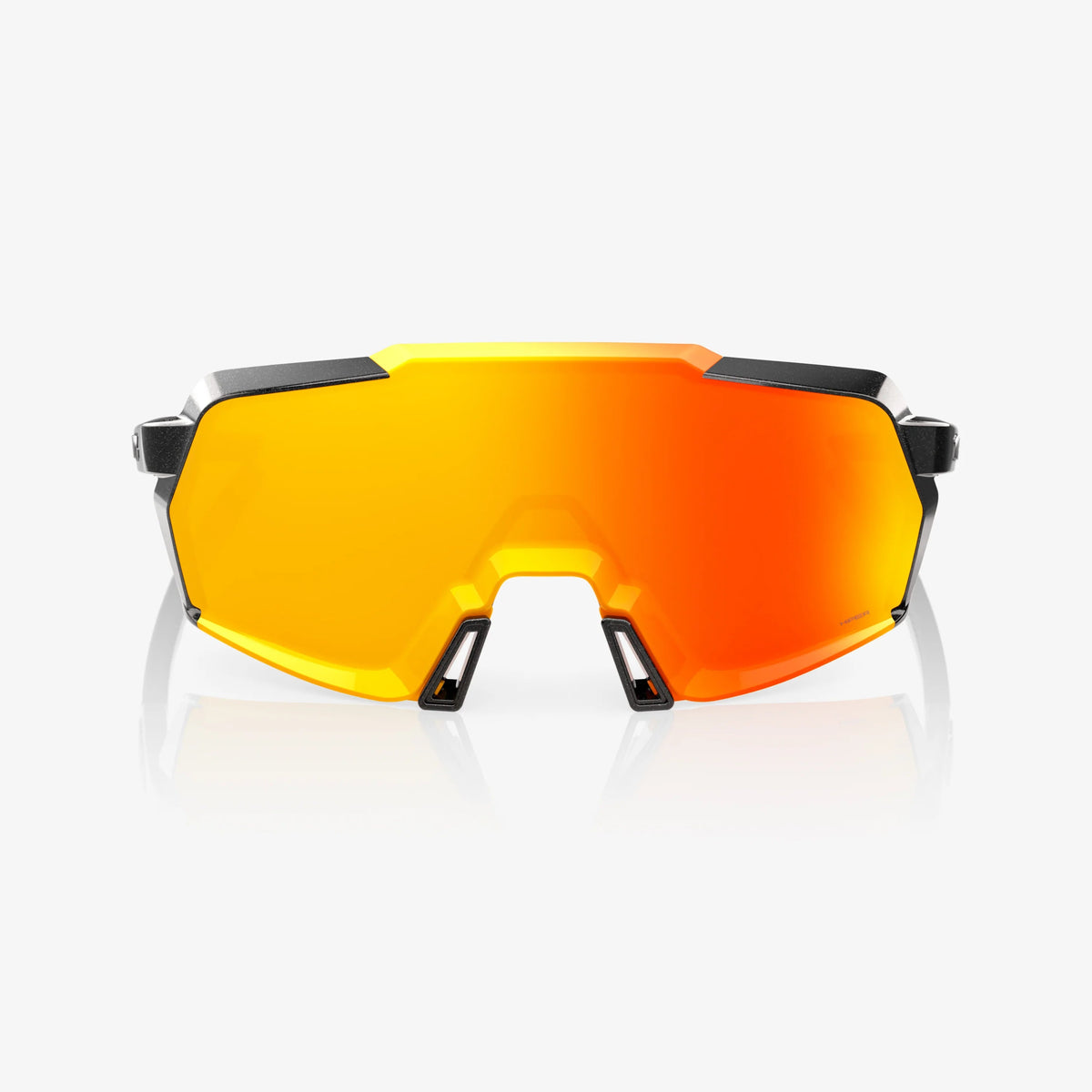 100% Korbin Sunglasses Gloss Metallic Black HiPER Red Multilayer Mirror Lens cycling eyewear