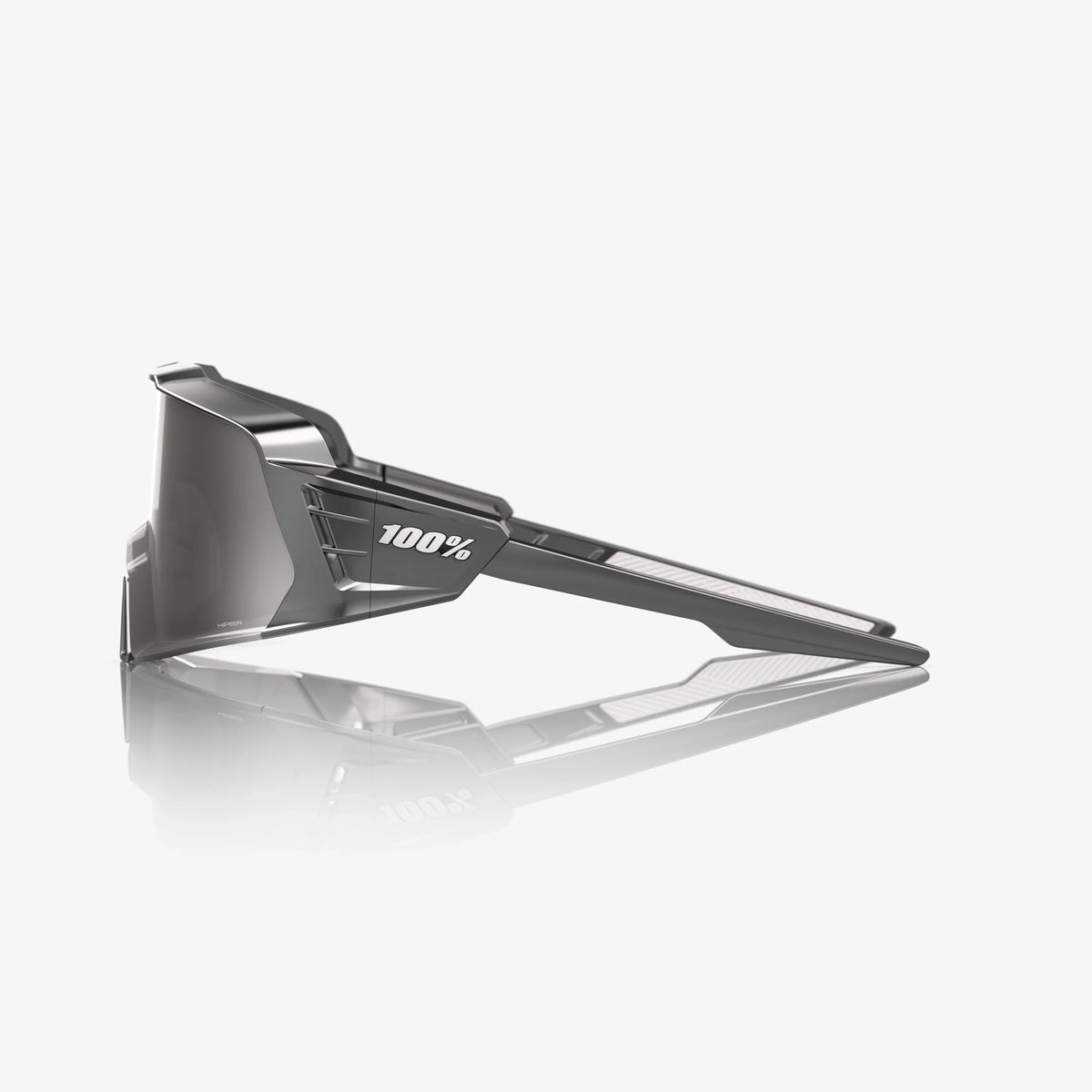 100% Korbin X gloss black chrome sunglasses with HiPER silver chrome lens for cycling and outdoor performance