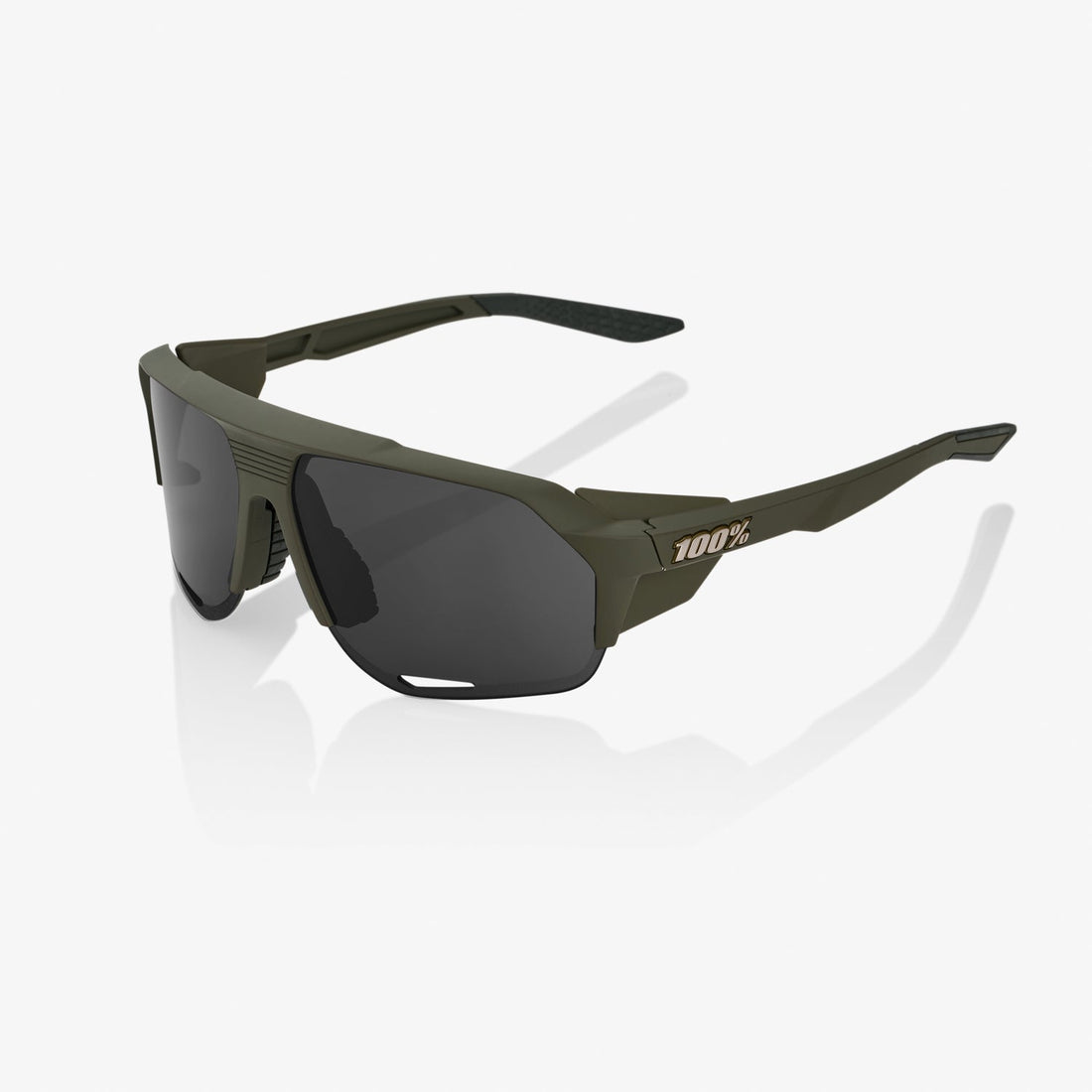 100% Norvik Soft Tact Army Green Sunglasses with Smoke Lens providing UV protection comfort and performance for cyclists