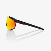 100% Racetrap 3.0 Soft Tact Black Sunglasses with HiPER Red Multilayer Mirror Lens offering UV protection and enhanced optical clarity