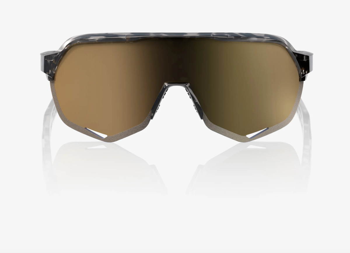 100% S2 gloss black havana sunglasses with soft gold mirror lens for cycling and outdoor performance
