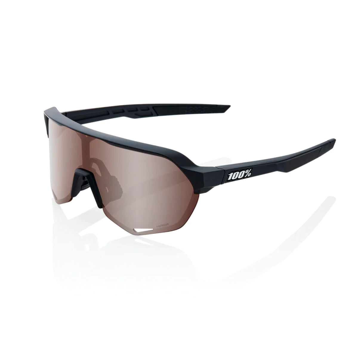 100% S2 Soft Tact Black Sunglasses HiPER Crimson Silver Lens performance cycling eyewear