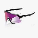 100% S3 Gloss Black cycling sunglasses with Purple Mirror Photochromic Lens – UV protective performance eyewear for cyclists