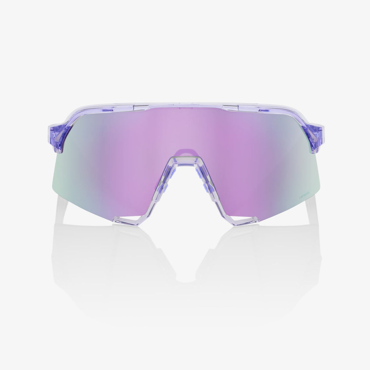 100% S3 Polished Translucent Lavender Sunglasses with HiPER Lavender Mirror Lens offering UV protection and enhanced visual clarity