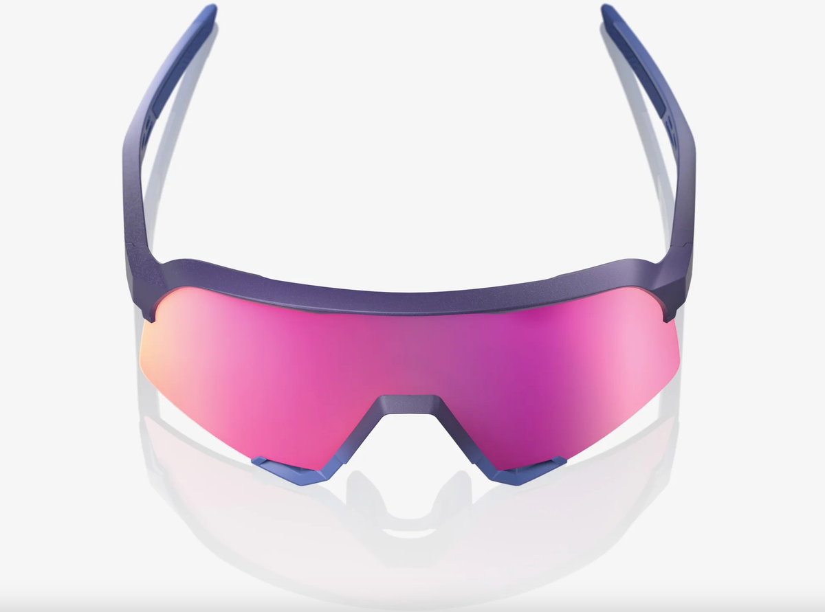 100% S3 satin storm metallic sunglasses with purple mirror lens for cycling and outdoor sports performance