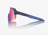 100% S3 satin storm metallic sunglasses with purple mirror lens for cycling and outdoor sports performance