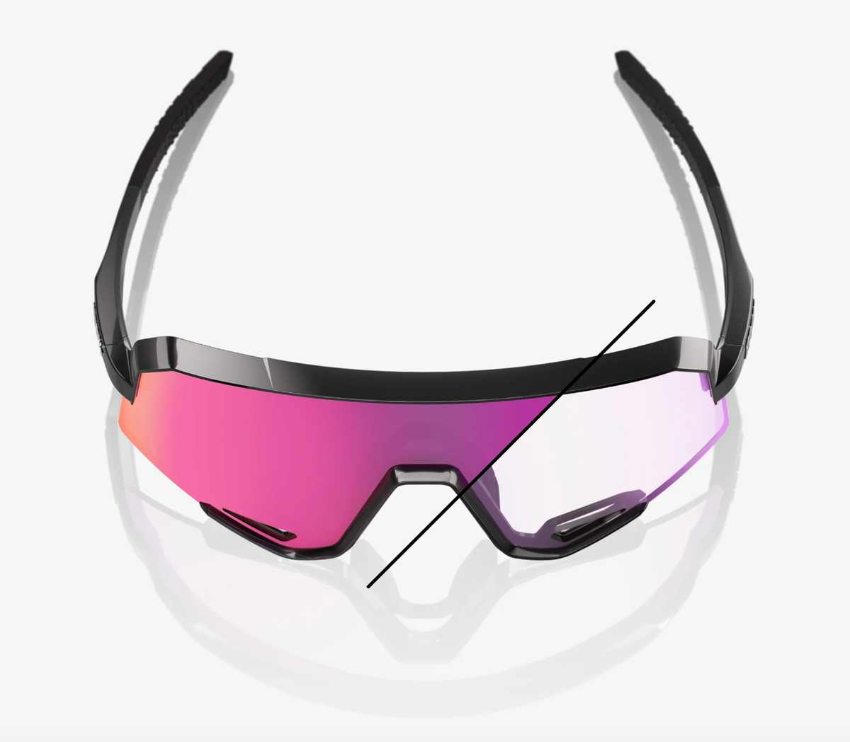 100% Slendale gloss black sunglasses with purple mirror photochromic lens for cycling and outdoor sports