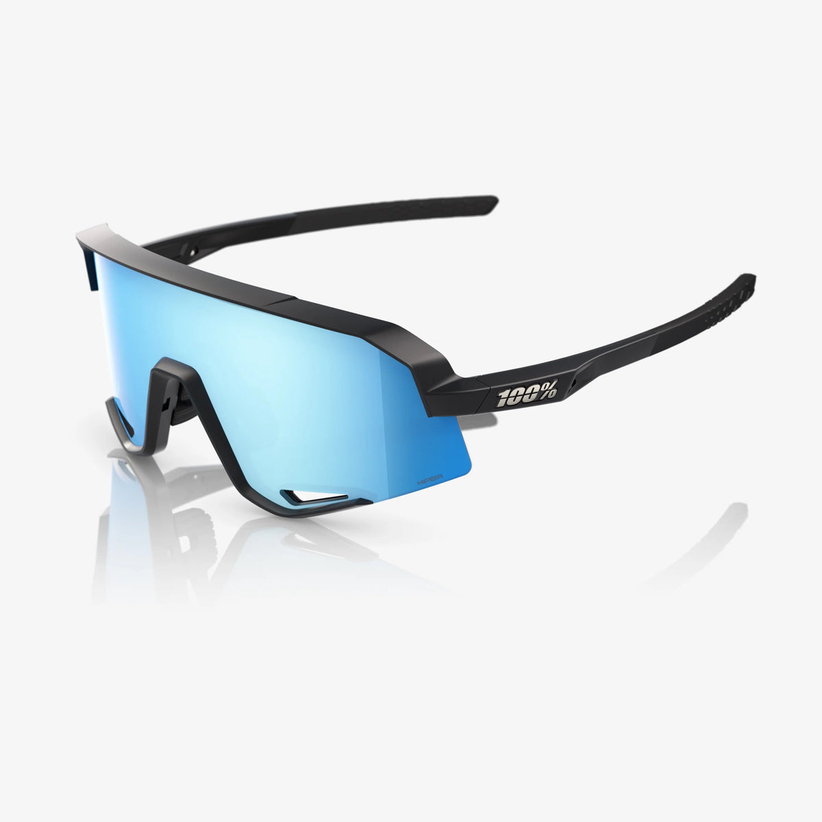 100% Slendale Matte Black sunglasses with HiPER Blue Multilayer Mirror lens for cycling
