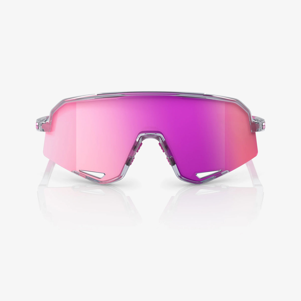 100% Slendale Polished Translucent Grey Sunglasses Purple Multilayer Mirror Lens cycling eyewear