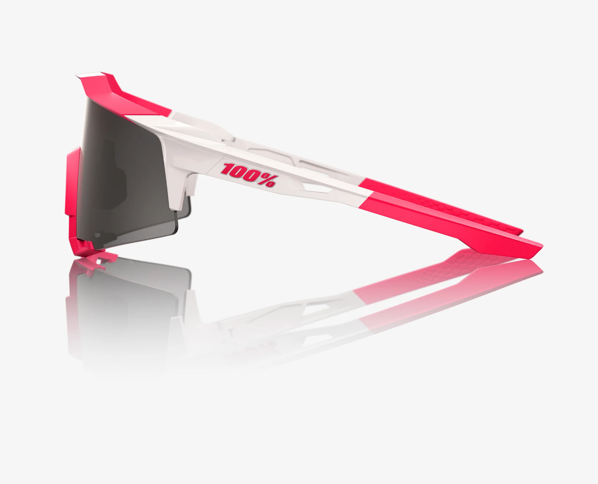 100% Speedcraft Puddy Pink White sunglasses with smoke lens for professional cycling performance