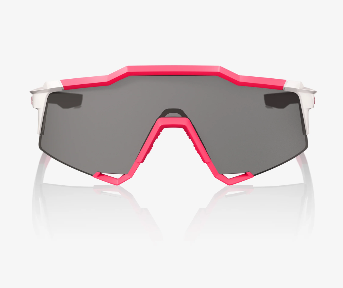 100% Speedcraft Puddy Pink White sunglasses with smoke lens for professional cycling performance
