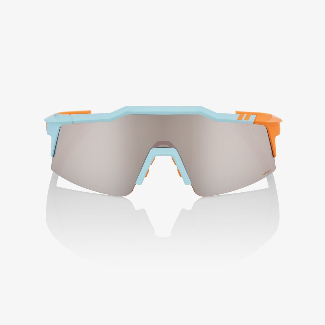 100% Speedcraft SL Soft Tact Two Tone Sunglasses with Silver Mirror Lens offering UV protection and lightweight racing performance