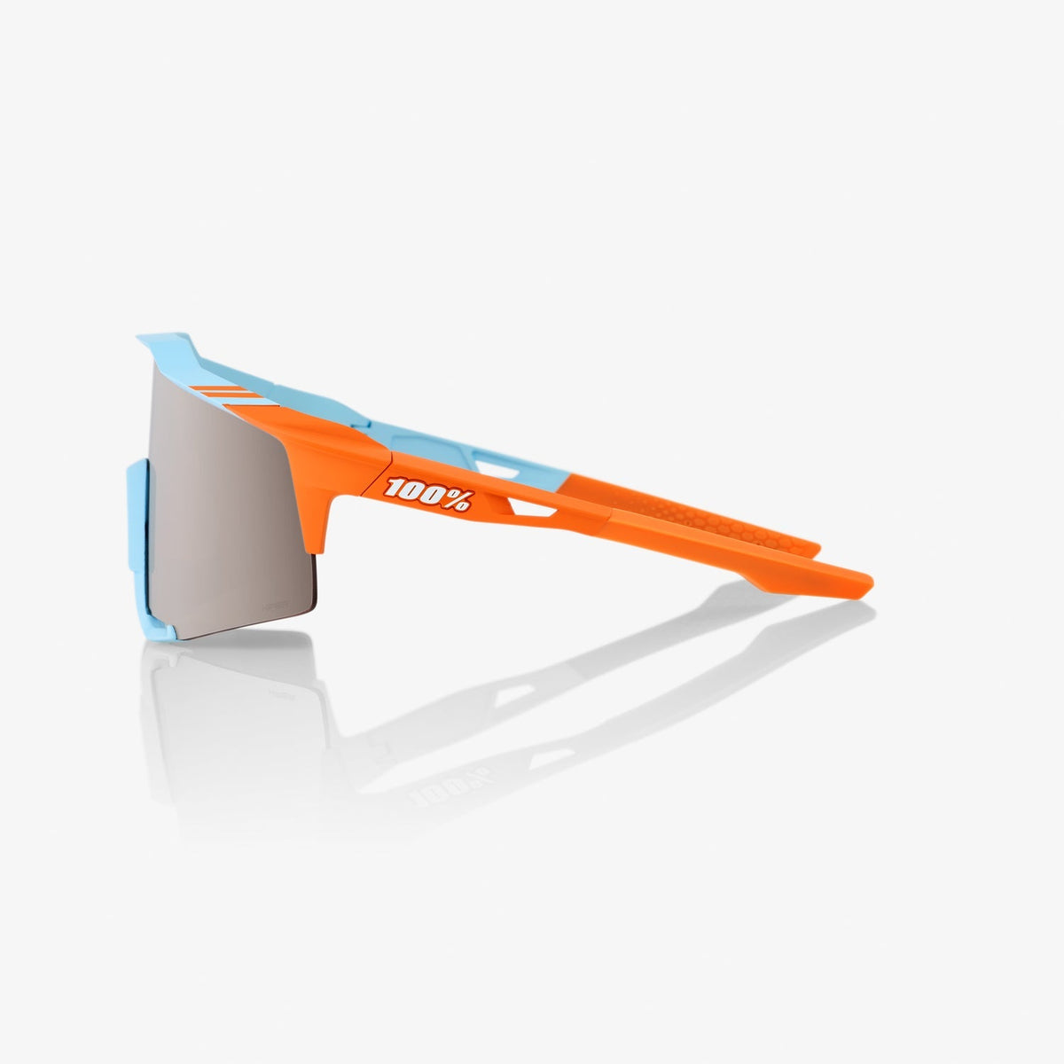 100% Speedcraft Soft Tact Two Tone Sunglasses with Silver Mirror Lens providing UV protection and sharp vision for cycling performance