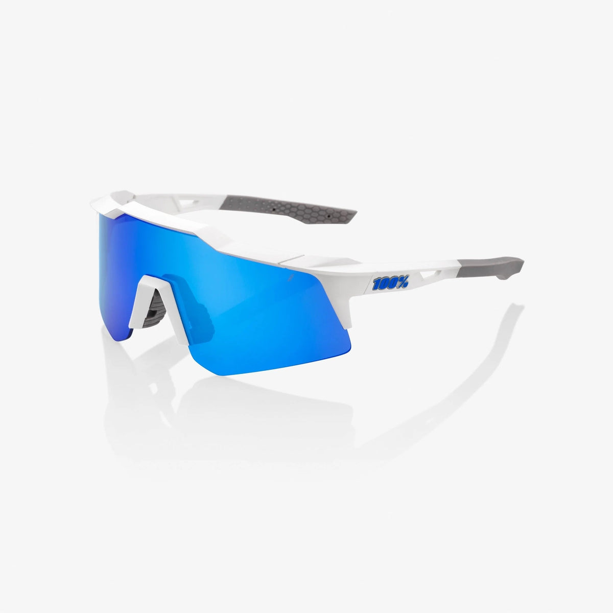 100% Speedcraft XS Matte White Sunglasses Blue Multilayer Lens lightweight cycling eyewear