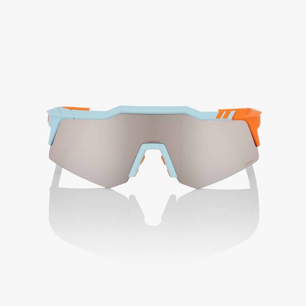 100% Speedcraft XS Soft Tact Two Tone Sunglasses with Silver Mirror Lens providing UV protection and clear vision for cycling performance