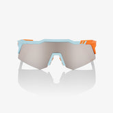100% Speedcraft XS Soft Tact Two Tone Sunglasses with Silver Mirror Lens providing UV protection and clear vision for cycling performance