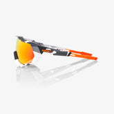100% Speedtrap Soft Tact Grey Camo Sunglasses with HiPER Red Multilayer Mirror Lens providing UV protection and sharp vision