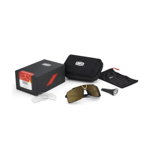 100% Eastcraft Soft Tact Black sunglasses Soft Gold Mirror lens UV protection performance cycling eyewear