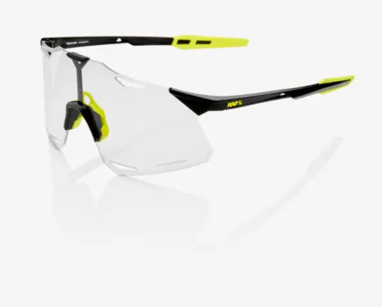 100% Hypercraft Gloss Black Cycling Sunglasses with photochromic lens – ultralight performance eyewear for cyclists